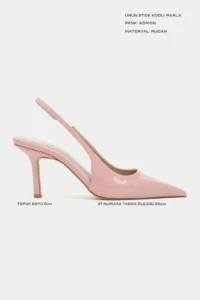 Nisantasi Shoes Parla Salmon Patent Belt Detailed Pointed toe Women Heels Shoes