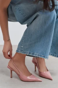 Nisantasi Shoes Parla Salmon Patent Belt Detailed Pointed toe Women Heels Shoes - Image 7