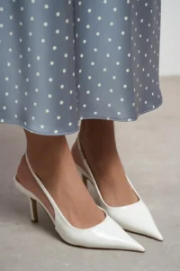 Nisantasi Shoes Parla WHITE Patent Belt Detailed Pointed toe Women Heels Shoes - Image 3