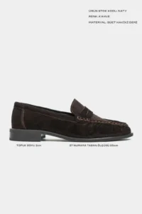 Nisantasi Shoes Naty Brown Suede GENUINE Leather Women Loafer Shoes - Image 2