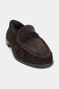 Nisantasi Shoes Naty Brown Suede GENUINE Leather Women Loafer Shoes - Image 3