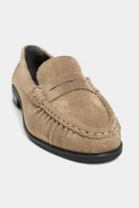 Nisantasi Shoes Naty ROME BEIGE SUEDE GENUINE Leather Women Loafer Shoes - Image 3