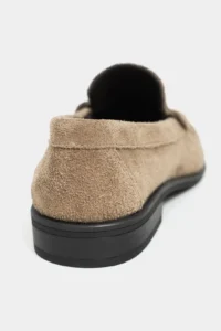 Nisantasi Shoes Naty ROME BEIGE SUEDE GENUINE Leather Women Loafer Shoes - Image 4