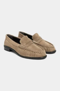 Nisantasi Shoes Naty ROME BEIGE SUEDE GENUINE Leather Women Loafer Shoes - Image 5