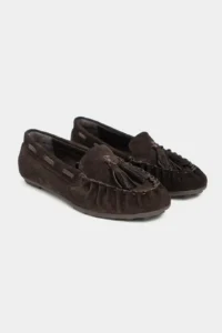 Nisantasi Shoes Beky Brown Suede GENUINE Leather Tassel Detailed Flat Sole Women Loafer Shoes - Image 5