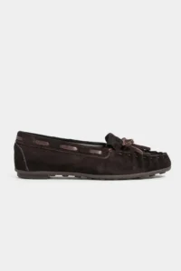 Nisantasi Shoes Ferre DARK BROWN SUEDE GENUINE LEATHER Lacing Detailed Flat Sole Women Loafer Shoes