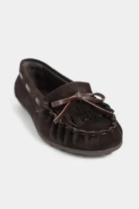 Nisantasi Shoes Ferre DARK BROWN SUEDE GENUINE LEATHER Lacing Detailed Flat Sole Women Loafer Shoes - Image 3