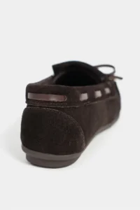 Nisantasi Shoes Ferre DARK BROWN SUEDE GENUINE LEATHER Lacing Detailed Flat Sole Women Loafer Shoes - Image 4