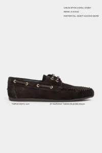 Nisantasi Shoes Doby Brown Suede GENUINE Leather Lacing Detailed Flat Sole Women Loafer Shoes - Image 2