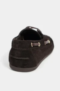 Nisantasi Shoes Doby Brown Suede GENUINE Leather Lacing Detailed Flat Sole Women Loafer Shoes - Image 4