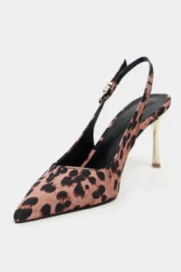 Nisantasi Shoes Viora Leopard Satin Belt Detailed Women Gold Heels Shoes - Image 3