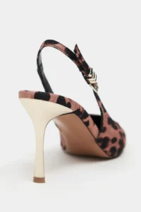 Nisantasi Shoes Viora Leopard Satin Belt Detailed Women Gold Heels Shoes - Image 4