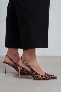 Nisantasi Shoes Viora Leopard Satin Belt Detailed Women Gold Heels Shoes - Image 8
