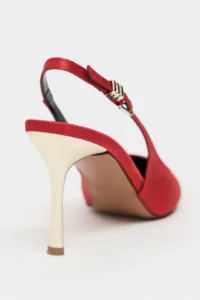 Nisantasi Shoes Viora Red Satin Belt Detailed Women Gold Heels Shoes - Image 5