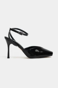 Nisantasi Shoes Kahla Black Patent Ankle Tied Toe Light Detailed Women Heels Shoes - Image 5