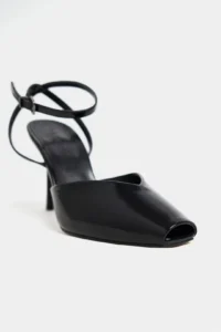 Nisantasi Shoes Kahla Black Patent Ankle Tied Toe Light Detailed Women Heels Shoes - Image 6