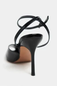 Nisantasi Shoes Kahla Black Patent Ankle Tied Toe Light Detailed Women Heels Shoes - Image 7