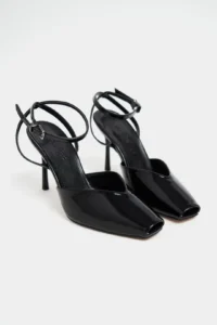Nisantasi Shoes Kahla Black Patent Ankle Tied Toe Light Detailed Women Heels Shoes - Image 8