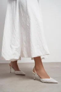 Nisantasi Shoes Sara Pearl Net BEAD Detailed Pointed toe Women Heels Shoes