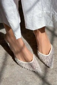 Nisantasi Shoes Sara Pearl Net BEAD Detailed Pointed toe Women Heels Shoes - Image 6