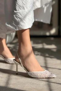 Nisantasi Shoes Sara Pearl Net BEAD Detailed Pointed toe Women Heels Shoes - Image 7