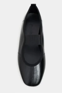Nisantasi Shoes Morty Black RUSTIC Patterned Tape Detailed Blunt Toe Daily Women Flats - Image 3