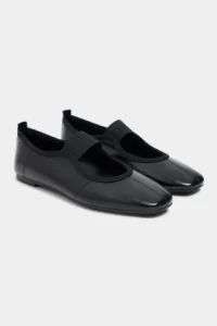 Nisantasi Shoes Morty Black RUSTIC Patterned Tape Detailed Blunt Toe Daily Women Flats - Image 5