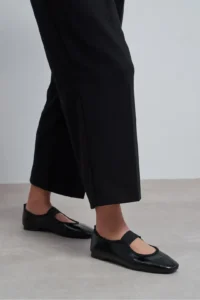 Nisantasi Shoes Morty Black RUSTIC Patterned Tape Detailed Blunt Toe Daily Women Flats - Image 8
