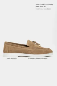 Nisantasi Shoes Warner ROME Beige GENUINE Leather Tassel Detailed Flat Sole Women Flats - Image 2