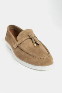 Nisantasi Shoes Warner ROME Beige GENUINE Leather Tassel Detailed Flat Sole Women Flats - Image 3