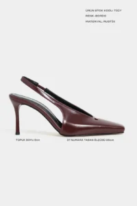 Nisantasi Shoes Tigy Burgundy RUSTIC Patterned Back Arched Front Closed Hair Clip Detailed Blunt Toe Pattern Feature 7-8-Y Cm Heel Height Heels Women - Image 2