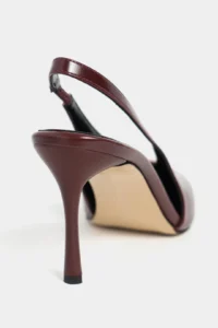 Nisantasi Shoes Tigy Burgundy RUSTIC Patterned Back Arched Front Closed Hair Clip Detailed Blunt Toe Pattern Feature 7-8-Y Cm Heel Height Heels Women - Image 4