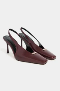 Nisantasi Shoes Tigy Burgundy RUSTIC Patterned Back Arched Front Closed Hair Clip Detailed Blunt Toe Pattern Feature 7-8-Y Cm Heel Height Heels Women - Image 5