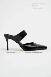 Nisantasi Shoes Rana Black RUSTIC Patterned Hair Clip Detailed Ankle Tied Blunt Toe Women Heels Shoes - Image 2