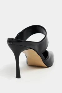 Nisantasi Shoes Rana Black RUSTIC Patterned Hair Clip Detailed Ankle Tied Blunt Toe Women Heels Shoes - Image 4