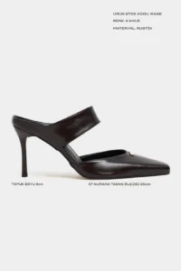 Nisantasi Shoes Rana Brown RUSTIC Patterned Hair Clip Detailed Ankle Tied Blunt Toe Women Heels Shoes - Image 2