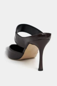 Nisantasi Shoes Rana Brown RUSTIC Patterned Hair Clip Detailed Ankle Tied Blunt Toe Women Heels Shoes - Image 4