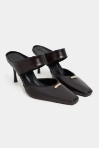 Nisantasi Shoes Rana Brown RUSTIC Patterned Hair Clip Detailed Ankle Tied Blunt Toe Women Heels Shoes - Image 5