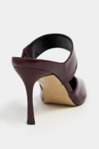 Nisantasi Shoes Rana Burgundy RUSTIC Patterned Hair Clip Detailed Ankle Tied Blunt Toe Women Heels Shoes - Image 4