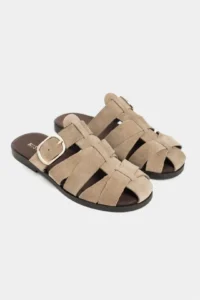 Nisantasi Shoes Honey ROME BEIGE GENUINE SUEDE Hair Clip Detailed Flat Sole Women Slippers - Image 6