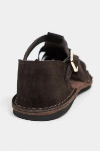 Nisantasi Shoes Hugel Brown Suede Leather Hair Clip Detailed Flat Sole Women Sandals - Image 4