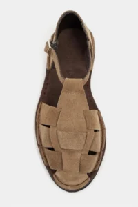 Nisantasi Shoes Hugel ROME BEIGE Suede Leather Hair Clip Detailed Flat Sole Women Sandals - Image 3