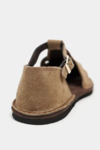 Nisantasi Shoes Hugel ROME BEIGE Suede Leather Hair Clip Detailed Flat Sole Women Sandals - Image 6