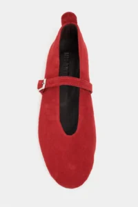 Nisantasi Shoes Mera Red SUEDE Hair Clip Detailed GENUINE Leather Hair Clip Detailed Flat Sole Women Flats - Image 3