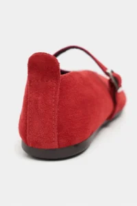 Nisantasi Shoes Mera Red SUEDE Hair Clip Detailed GENUINE Leather Hair Clip Detailed Flat Sole Women Flats - Image 4