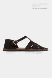 Nisantasi Shoes Solto Brown Suede Leather Hair Clip Detailed Flat Sole Women Sandals - Image 2