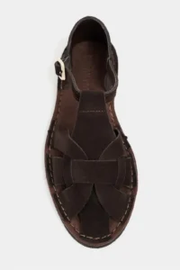 Nisantasi Shoes Solto Brown Suede Leather Hair Clip Detailed Flat Sole Women Sandals - Image 6