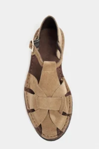 Nisantasi Shoes Solto ROME BEIGE GENUINE Leather Hair Clip Detailed Flat Sole Women Sandals - Image 6