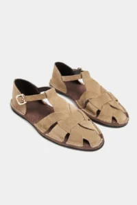 Nisantasi Shoes Solto ROME BEIGE GENUINE Leather Hair Clip Detailed Flat Sole Women Sandals - Image 8