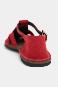 Nisantasi Shoes Solto Red SUEDE Leather Hair Clip Detailed Flat Sole Women Sandals - Image 7